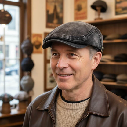 Washed Denim Flat Cap | LOGAN